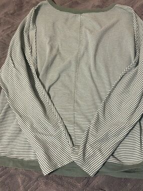 Esprit Narrow Stripe Crewneck Top in Sage and White